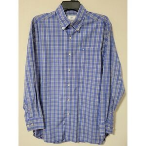 Southern Tide Classic Fit Button Down Shirt Men Medium Blue Plaid Stretch Preppy